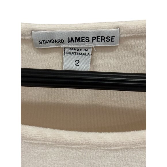 James Perse Womens Long Sleeve Cream Top Size 2 Lightweight Cotton Blend - Picture 2 of 6